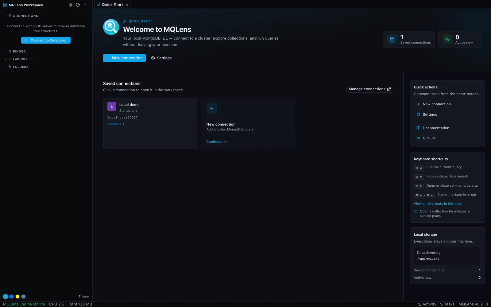 MQLens quick start screen